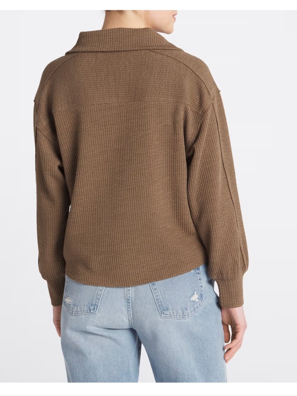 saltwater LUXE Ribbed Half-Zip Pullover in Brown - Picture 2 of 2
